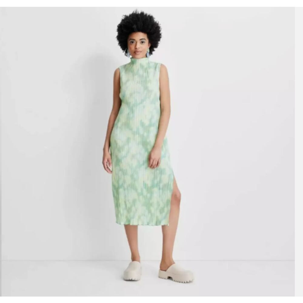 Future Collective Gabriella Kareffa Women's Sz XXS Watercolor Plisse Midi Dress